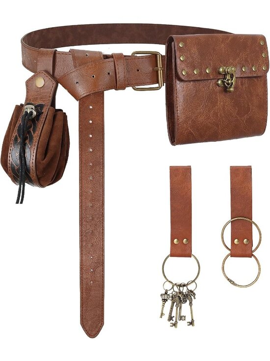Other - Renaissance Brown B Medieval Belt Pouch Set Removable Pouch and Drawstring Bag